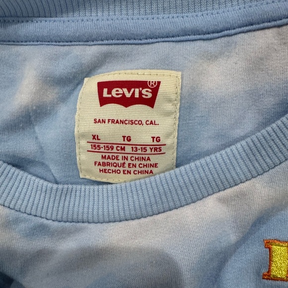 Levi's Light Blue Sweatshirt with Yellow Logo youth - Picture 4 of 5
